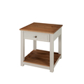 Alaterre Furniture Savannah End Table, Ivory with Natural Wood Top ASVA01IVW